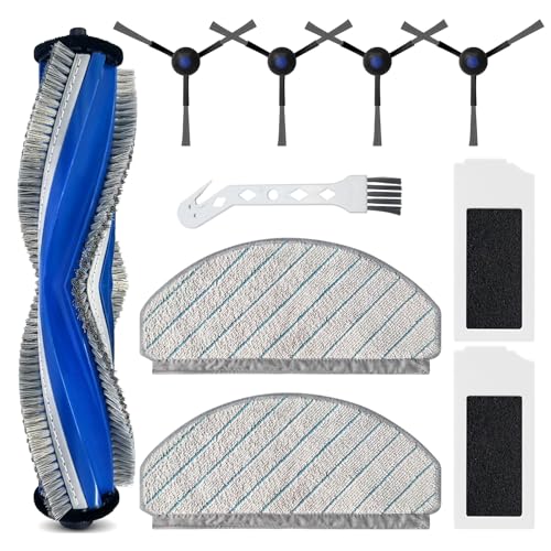 Image of Replacement Accessories Compatible with Ecovacs Deebot N20 Pro /N20 Robotic Vacuum Cleaner, 10 PCS Includes 1 Main Roller Brush, 2 Mop Pads Wiper, 2 HEPA Filters, 4 Side Brushes & 1 Cleaning Brush