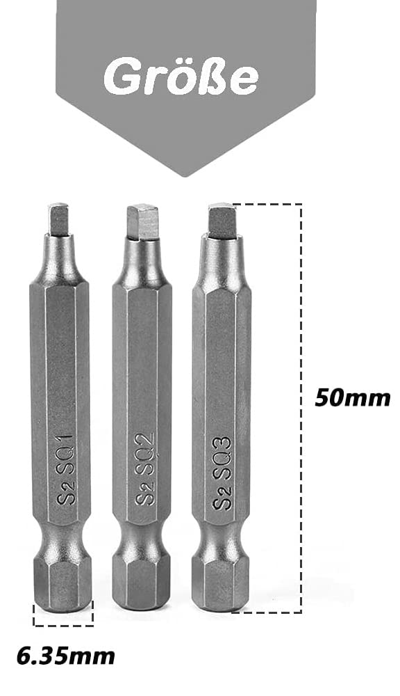 Jeu De 3 Embouts De Tournevis Carrés Magnétiques - SQ1, SQ2, SQ3 - Acier S2