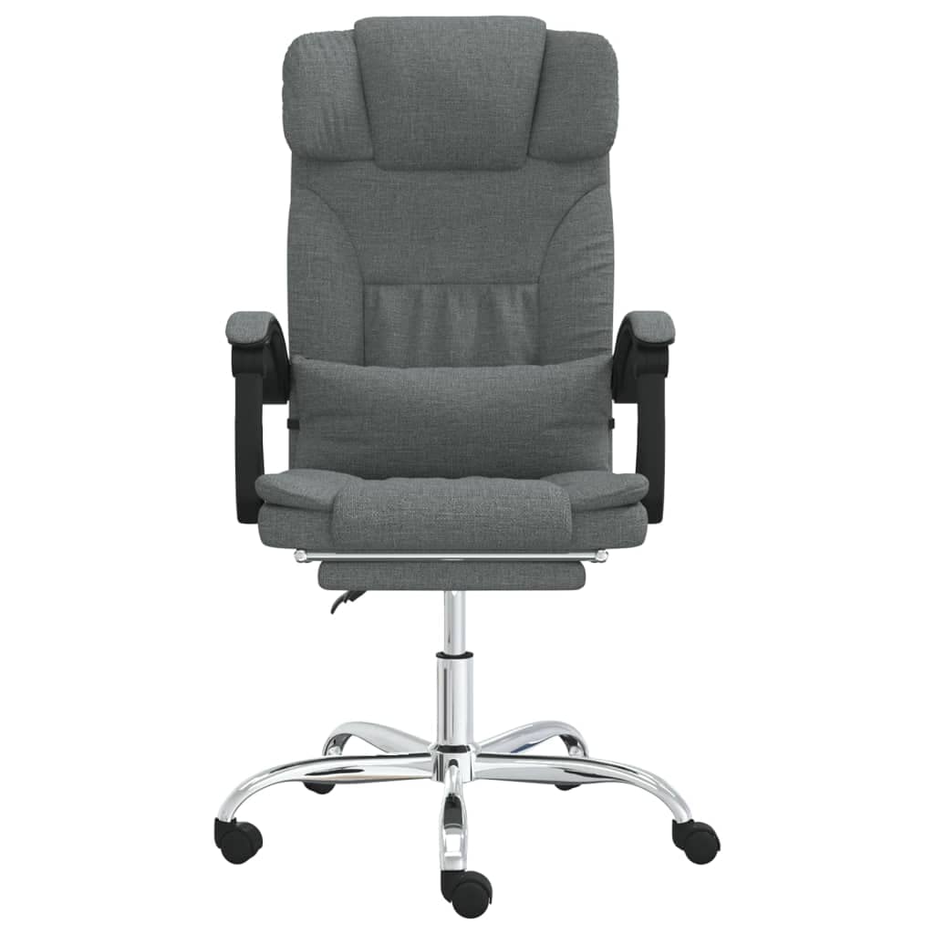Krzesło biurowe z funkcją masażu, ciemnoszary, materiał z regulacją wysokości, mechanizm przechylania, ergonomiczny, do domowego biura i gabinetu, z podłokietnikami, zagłówkiem, podparciem