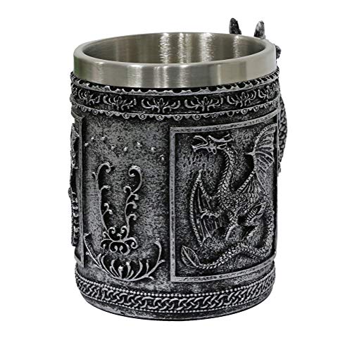 Medieval Roaring Dragon Mug - Dungeons And Dragons Beer Stein Tankard Drink Cup - 14Oz Stainless Coffee Mug For Got Dragon Lovers Collector - Ideal Novelty Gothic Father Day Gift Party Decoration #TOP6