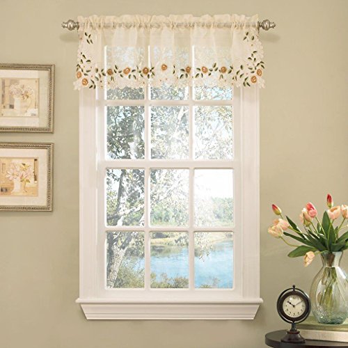 Image of Sweet Home Collection Kitchen Window Tier, Swag, or Valance Curtain Treatment in Stylish and Unique Patterns and Designs for All Home Decor, Rosemary Linen