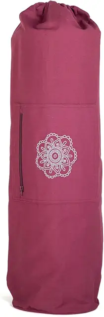 XL Yoga Bag for New Wool Mats - 100% Cotton Mandala Design, Eggplant