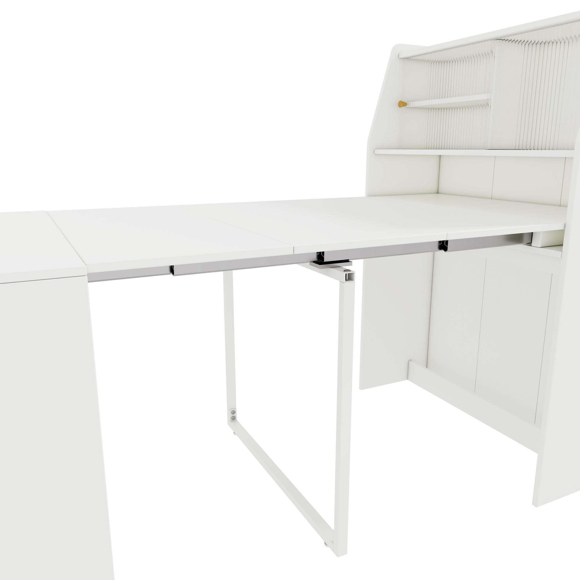Lexiou Ausziehbarer Esstisch, L52/132.5xB80xH76cm, Einweg-Ausziehtisch, Esszimmer-Stauschrank, mit Stauraum, Coffee Lounge Tisch, Platzsparender Multifunktions-Esstisch