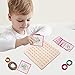 Wooden Geoboard Mathematical Manipulative Matrix 9x9 Material Array Block Geo Board, Graphical Educational Tangrams Montessori Toys with Rubber Bands and Flash Cards Shape Math Brain Teaser for Kids