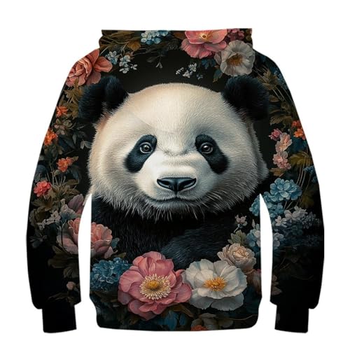 Sweat panda en fleurs pour enfant de 13-15 ans pull décontracté - 3