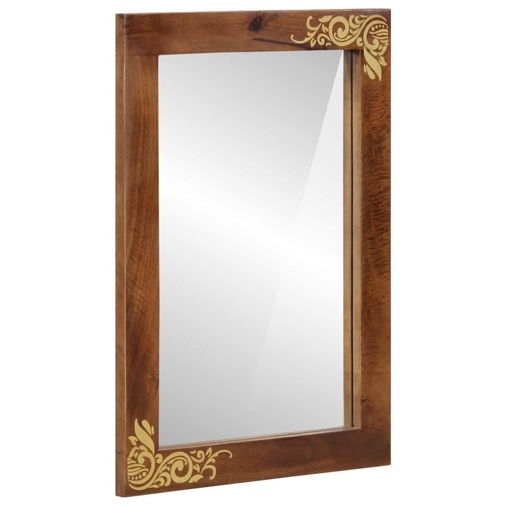 vidaXL Bathroom Mirror with Mirror Honey Brown 70 x 50 x 2.5 cm, Elegant Rectangular Bathroom Mirror, Modern Wall-Mounted, Decorative Mango Wood Frame, Sleek Reflective Surface, Vanity Decor