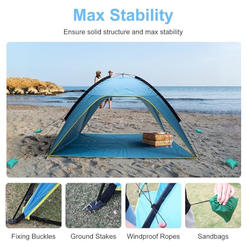 Carpa de playa 4-6 personas 6.9x6.9ft con piso desmontable miniatura 3