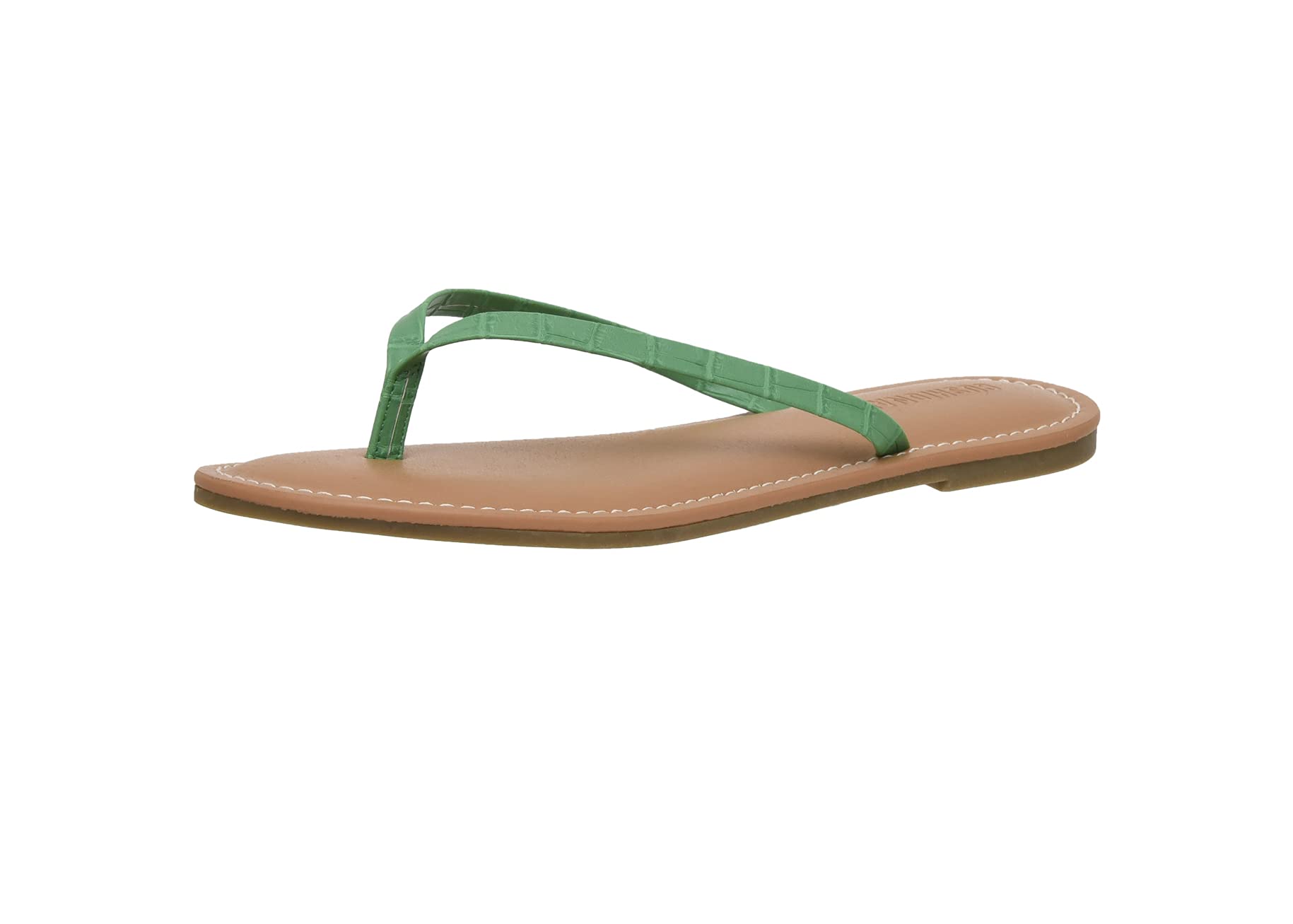 Women's Cora Flat Flip Flop Sandal with +Comfort, Green Croco, 7.5