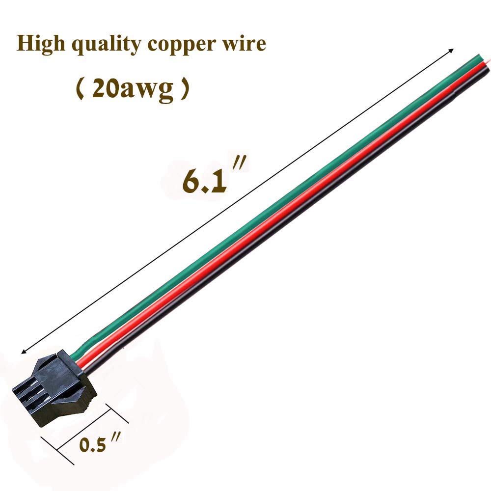VONVOFF 20 Pairs 3-Pin JST SM Connectors - 20AWG 15cm Wires, Male & Female LED Strip Connectors - View #12