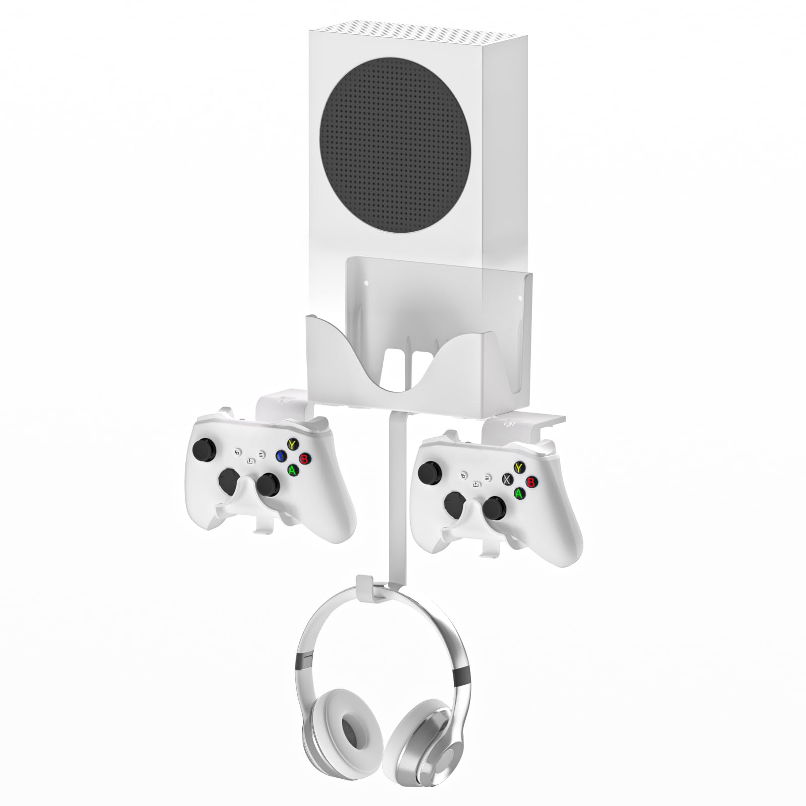 Hosanwell Supporto da Parete Xbox Series S Staffa Parete per Console, Cuffie e Controller, Montaggio a Parete Solido con Tappetino Antiscivolo, Tacca di Ricarica Disponibile per Cavo USB