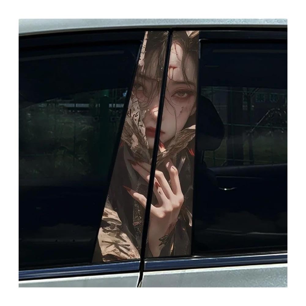 Body Parts 2PCS Car B Pillar Sticker Chinese Ancient Style Corpse Bride Waterproof Center Column Decals(Type A)