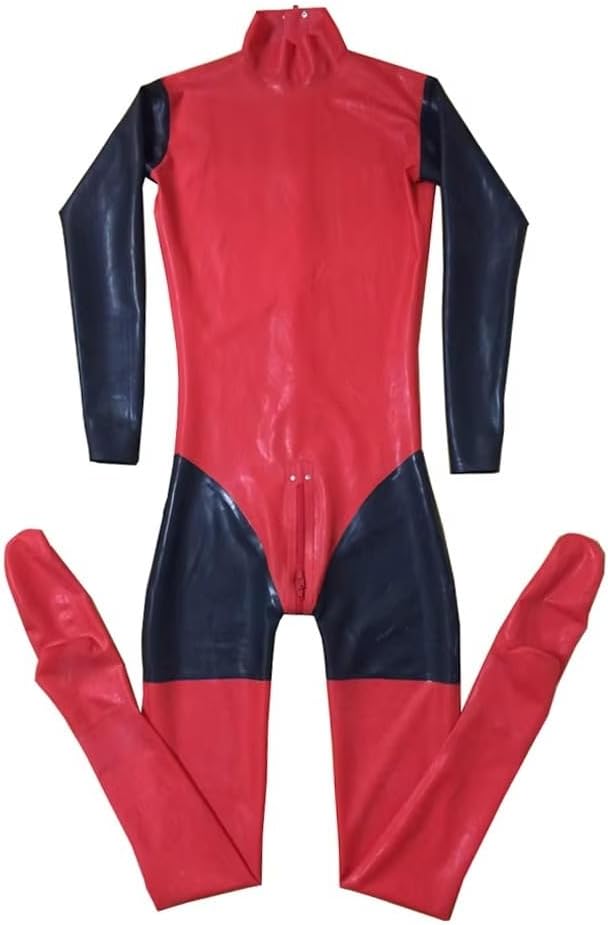 Latex Bodysuit Rubber Fetish Catsuit and Separated Gloves Costumes Handmade Clothing