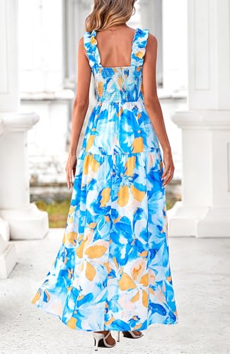Image of BTFBM Dresses for Women Summer 2026 Formal Sleeveless Smocked Floral Long Wedding Guest Dress Party Spring