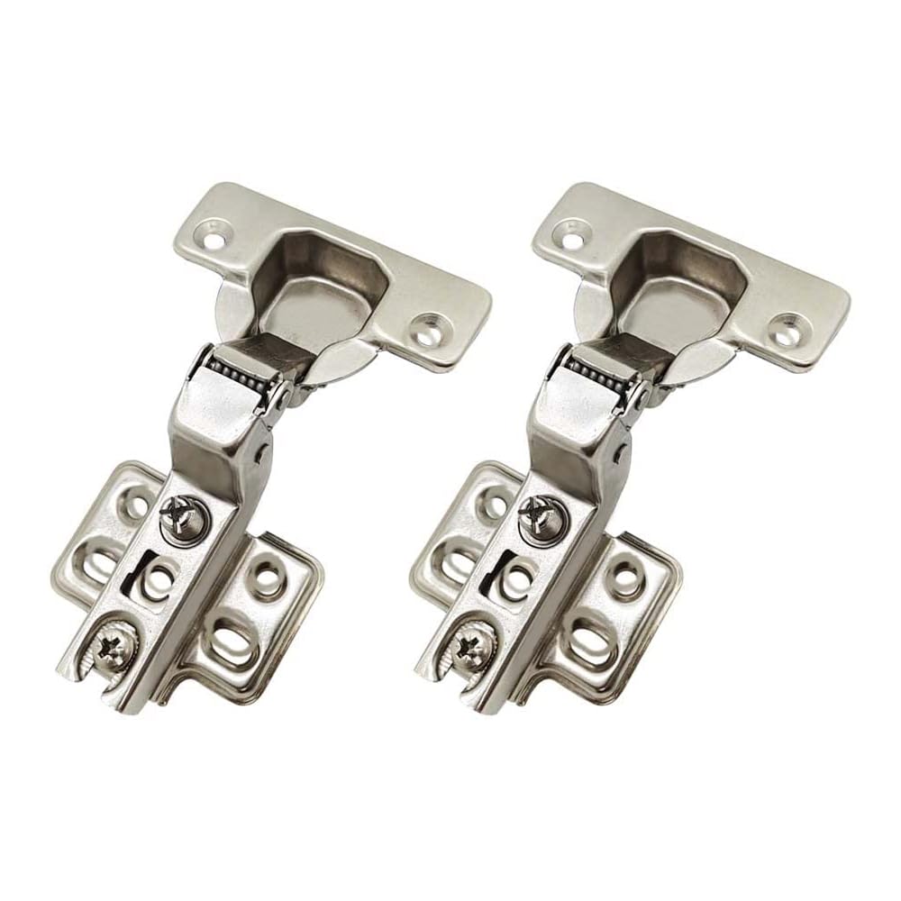 Steel Auto Close (Non Soft Close) Slide On Concealed Hinges for Full Overlay Door (15 Degree Crank,Silver)