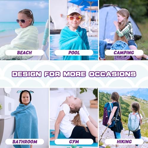 WERNNSAI Meerjungfrau Strandtuch für Kinder, 76 X 150 cm Mikrofaser Sandfrei Handtücher Für Mädchen, Schnell Trocknend Badetuch,Ultra Saugfähig Superweich Stranddecke Pool Reisen Schwimmen Badetuch