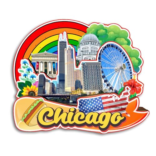 Quwsne 冷蔵庫マグネット シカゴ イリノイ アメリカ 冷蔵庫マグネット シティ 旅行 お土産 ツーリスト ギフト 3D クラシック ランドマーク ハンドメイド クラフト ホームデコレーション -4193のサムネイル