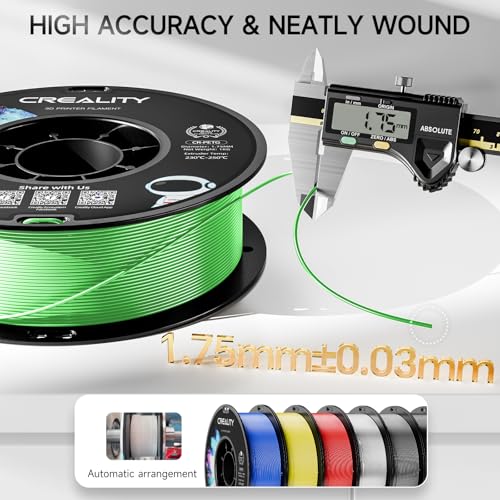 Image of Official Creality PETG 3D Printer Filament 1.75mm 1KG (2.2lbs), High Precision, Strong Toughness, Odorless, Better Flow, Moistureproof 3D Printing CR PETG Filament, Green