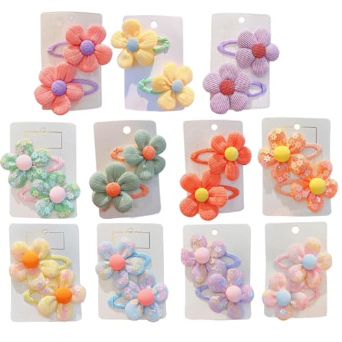 10 piezas de broches florales coloridos para niñas miniatura 5