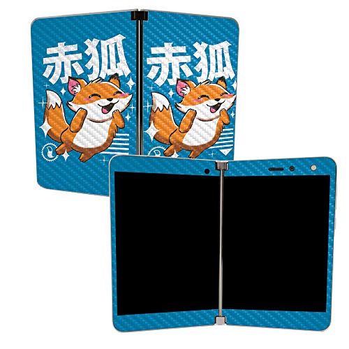 Image of MightySkins Carbon Fiber Skin for Microsoft Surface Duo - Fox Kawaii | Protective, Durable Textured Carbon Fiber Finish | Easy to Apply, Remove, and Change Styles | Made in The USA