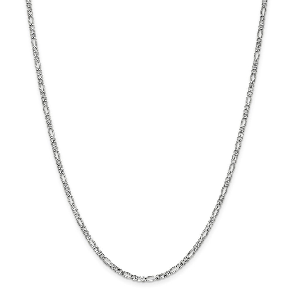 Couture Jewelers- 14k White Gold Figaro Chain with Lobster Claw Clasp, Polished Finish, Classic Design Jewelry- Birthday Gift for Men or Women