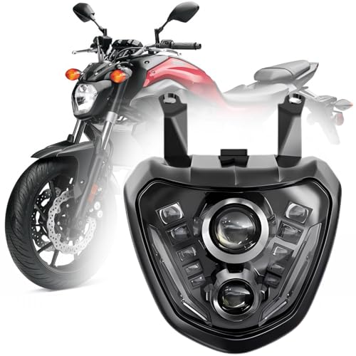 BYKIT Projector LED Headlight Assembly for Yamaha FZ-07 MT-07 2014 2015 2016 2017 LED Headlights Assy High Beam & Low Beam with DRL Accessories (Pack of 1)