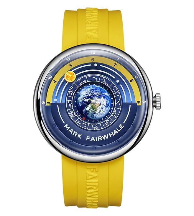 Image of Mark Fairwhale Men's Luxury Analog Wrist Watch | Unique Earth & Sun Dial Design | Stainless Steel Case - Stylish Casual Watch for Men