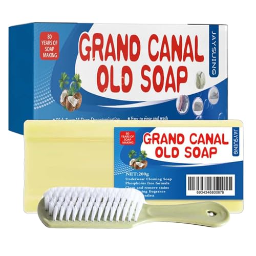 Grand Canal Soap and Brush - Powerful Laundry Stain Remover, Underwear Cleaning, Oil Stain Removal