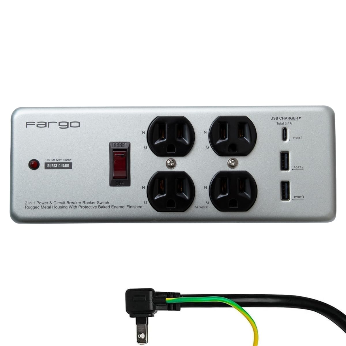 Fargo ファーゴ STEEL TAP USB-C USB-A 電源タップ ス…