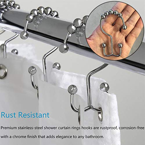 12 STUKS Douchegordijnhaken Ringen Antiroeststaal Gepolijst Chroom Douchegordijnring Roestbestendig Metaal Dubbel… - Image 6