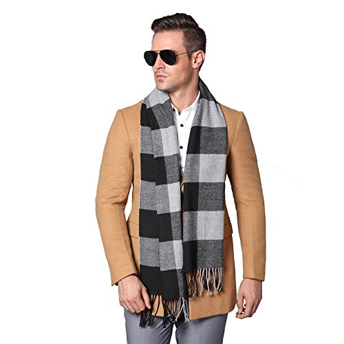 YJH Mens Winter Cashmere Feel Scarf Soft Elegant Long Fashion Wrap Scarves