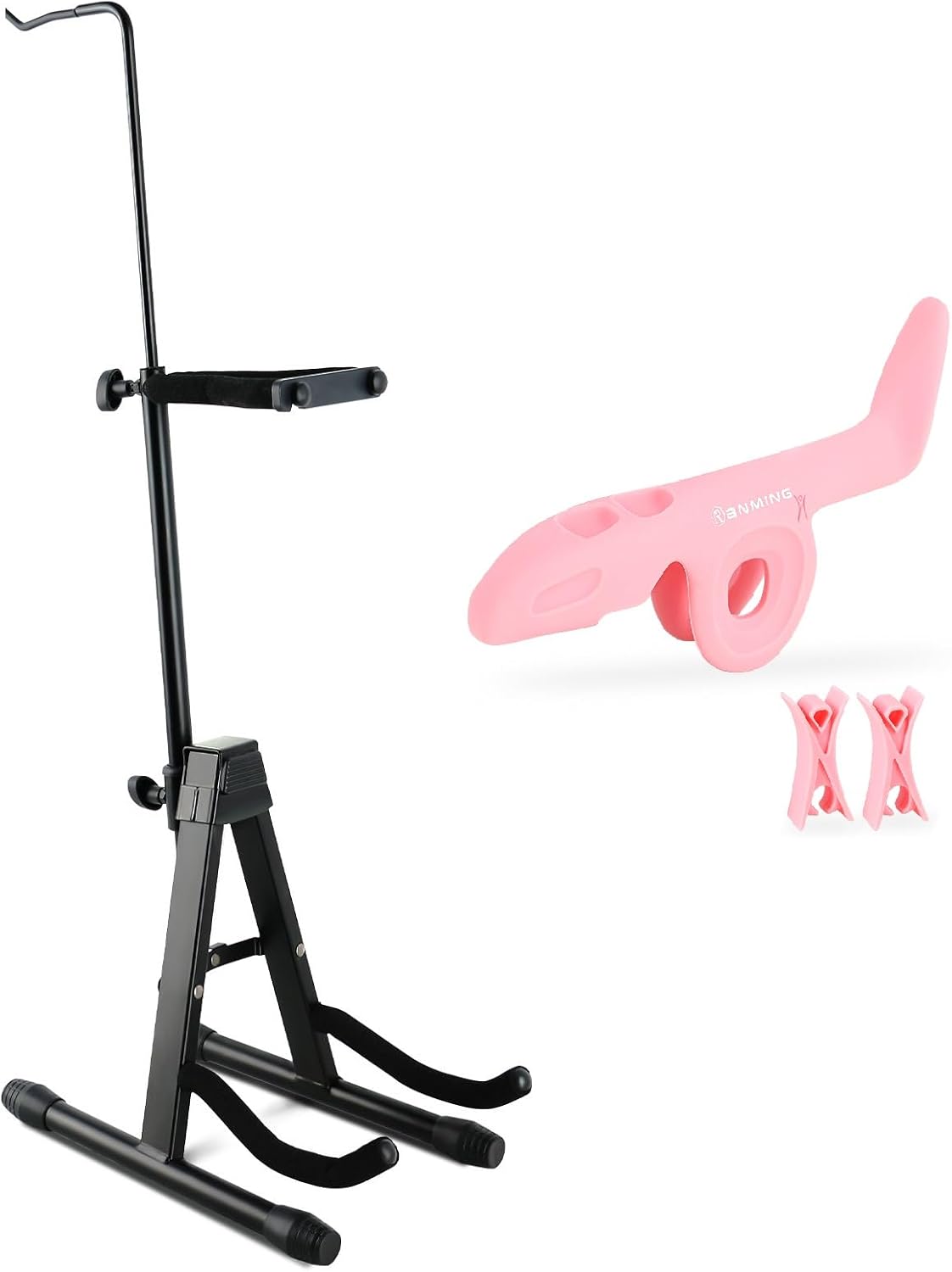 ROWELL Violin Stand with Violin Bow Holder Pink