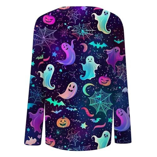 Halloween Shirts for Women Long Sleeve Plus Size Fashion Crewneck Comfortable Tshirts Halloween Costumes for Women