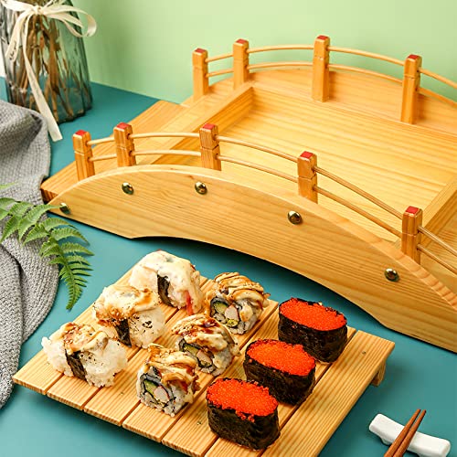 Assiette à sushis Arch Bridge, Plateau de Service pour Sashimi, pour Restaurant ou Maison, en Bambou, 53 x 24 x 13 cm
