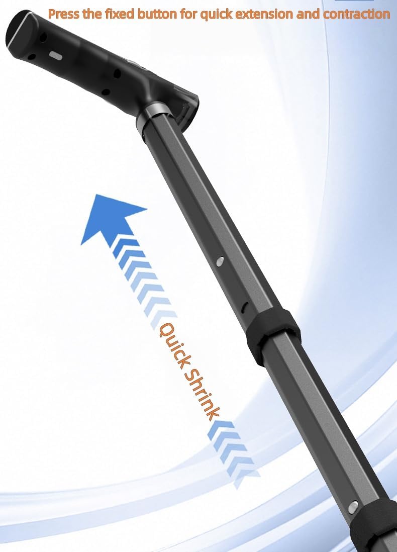 2-in-1 Rotating Handle Folding Cane - Lightweight Adjustable Walking Stick for Men & Women, Anti-Slip Collapsible Cane for Elderly Stability & Outdoor Hiking, 78-93cm
