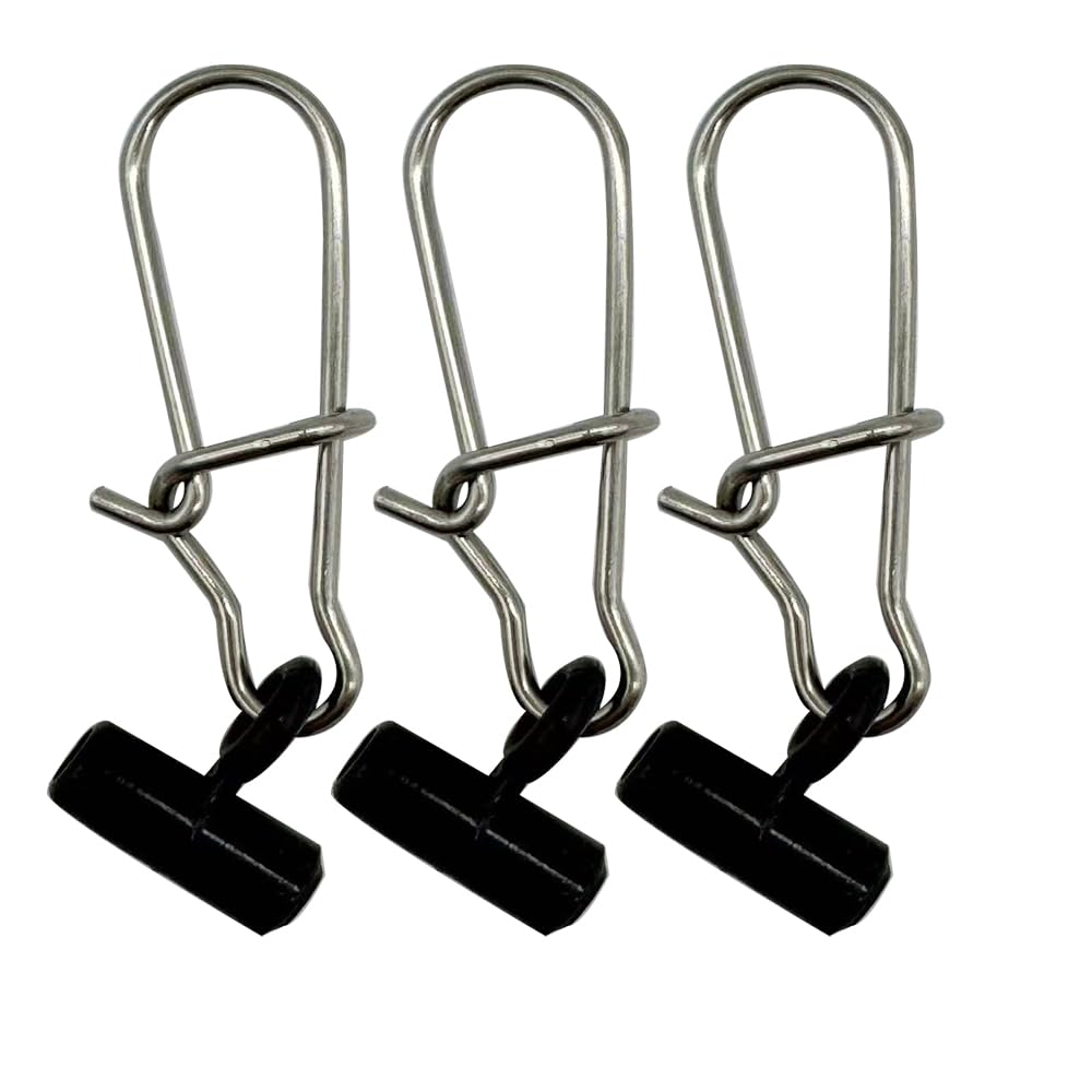 LkyRui 50PCS Fishing Sinker Slides with 6# Duo Lock Snap Black Fishing Line Slider Sinker Weight Connectors for Fishing Rigs Tackles Saltwater Surf