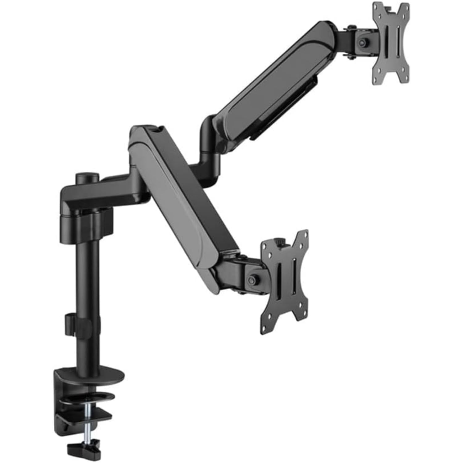 GAMEON Pole-Mounted Gas Spring Dual Monitor Arm, Stand And Mount For Gaming And Office Use, 17" - 32", Each Arm Up To 9 KG, Black