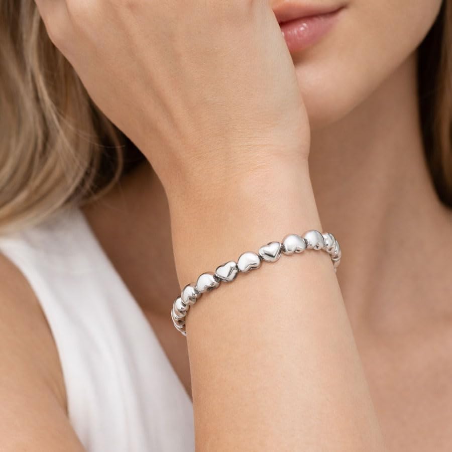 SAGA GIOIELLI® Women's Stainless Steel Heart Bracelet - Gift for Wife Girlfriend Wife Steel - Gift Box - Valentine's Day Gift image 5
