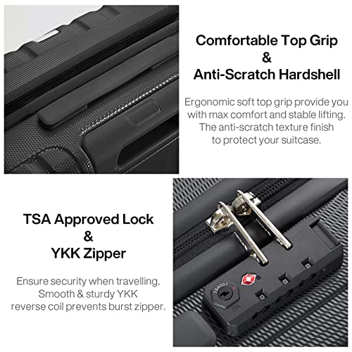 Hanke 14 Inch Underseat Carry On Luggage With Wheels, Lightweight Mini Suitcase For Weekender, Pc Hardside Small Carry On Bag With Tsa Lock,Travel Suit Case Women Men（Jet Black） #TOP7