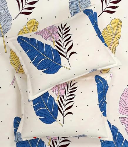 Image of HOMEKART Prime Collection Microfiber Double Bed Bedsheet with 2 Pillow Covers | Soft, Wrinkle-Free & Breathable | 164 TC Floral Printed Bed Sheet Set (White & Grey, 90x88 Inches)
