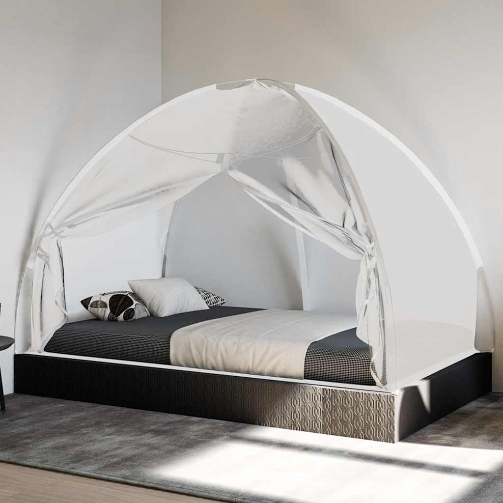 Moustiquaire mongolie avec trous par pouce carré, noir, 200 x 120 x, tiges en fibre de verre, tente à mailles fines en polyester pour lit, camping, extérieur et sommeil