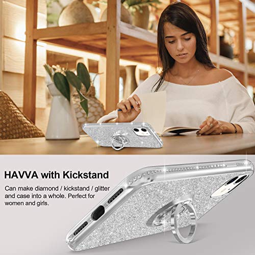 Havva Compatible With Iphone 11 Case, Bling Kickstand | Glitter Diamond Plating Bumper | Cute Sparkle Back Cover With Women Girls Protective Case For Iphone 11-Silver #TOP1