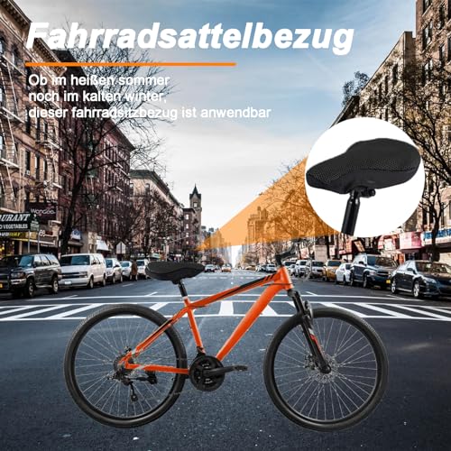 Fahrradsattelbezug, Atmungsaktiver Gepolsterter Sitzbezug 2 Stück, Fahrrad Sattelbezug, Fahrradsattelbezug Gepolstert, Fahrradzubehör für Meisten Fahrräder wie Rennrad, Mountainbike, Schwarz