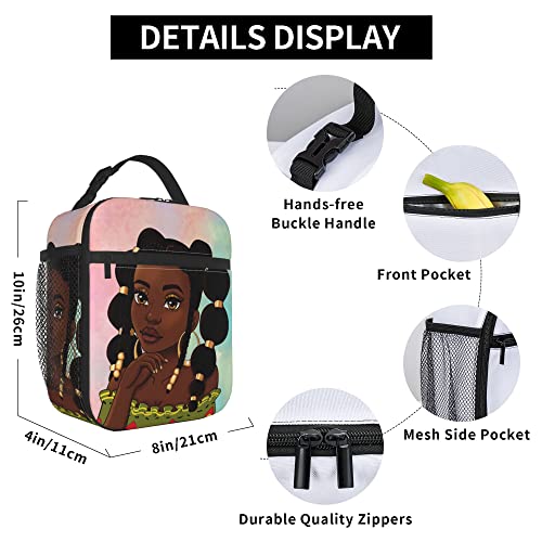 Yalinan African Girl Insulated Lunch Bag Black Girl Kids Lunch Box Small Freezable Lunchbox For Teen Girls Teacher Work Middle School Picnic #TOP4