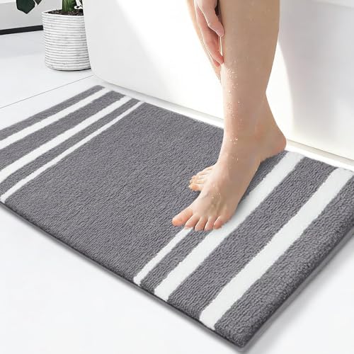 CANWAY ® 1500 GSM |Pack of 1 | 60×40 cm| Microfiber Anti-Skid Bathroom Door Mat | Ultra Soft Plush & Super Absorbent | Quick-Dry, Washable Floor Rug for Bathroom & Door |Light-Grey