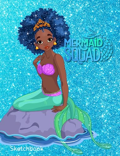 SKETCHBOOK Mermaid Cover Afro Mermaid Black Mermaid: Sketchbook for Writing and Drawing, Painting, Sketching or Doodling, Large for Girls and Mermaid ... - 120 Pages Glossy Cover (Kids Drawing Books)