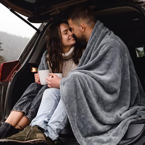 Image of Bedsure GentleSoft Fleece Blanket Twin Size Grey - 300GSM Lightweight Plush Fuzzy Cozy Soft Warm Blanket for Bed, Sofa, Couch, Travel, Camping, 60x80 inches