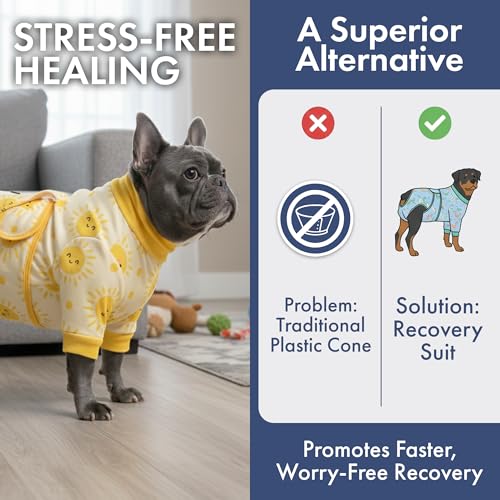 Image of Spark Paws Dog Recovery Suit - Surgical Onesie After Surgery, Male & Female | Full-Body & Belly Coverage Post Spay, Neuter or Abdominal Surgery - a Soft Cone Alternative. Breathable; Fits All Breeds