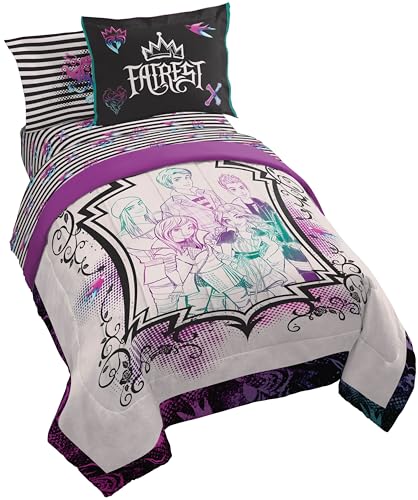 Image of Jay Franco Kids Comforter Set Includes Sheets and Pillow Cover - Soft and Cozy Bed Set for Stylish Room Decor, Multi - Descendants, 5 Piece Twin