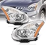 AJP Distributors Replacement Chrome Housing Clear Lens Amber Reflector Signal Driving Bumper Headlights Headlamps Head Light Lamp Assembly Left + Right For Rogue S35 SUV 2008 2009 2010 2011 2012 2013