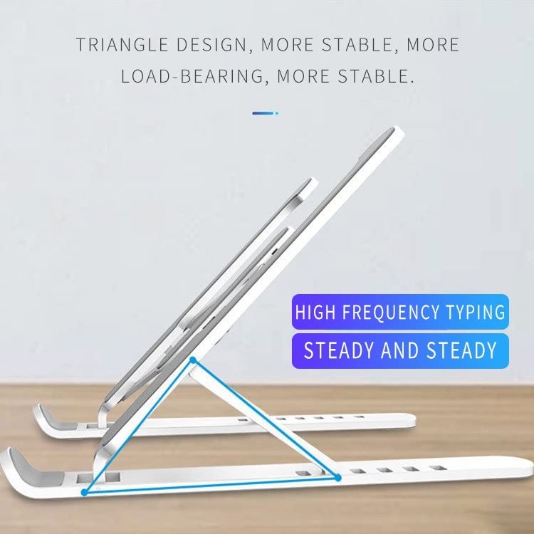 Leeonz Laptop Tablet Stand Folding Portable Office Holder Laptop Holder Riser Computer Tablet Stand with 6 Levels Height Adjustment Ergonomic Ventilated Universal Desktop Holder Cooling Bracket (Grey)